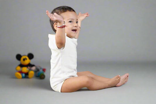 Snuggle Romper in White- Supima Cotton Romper