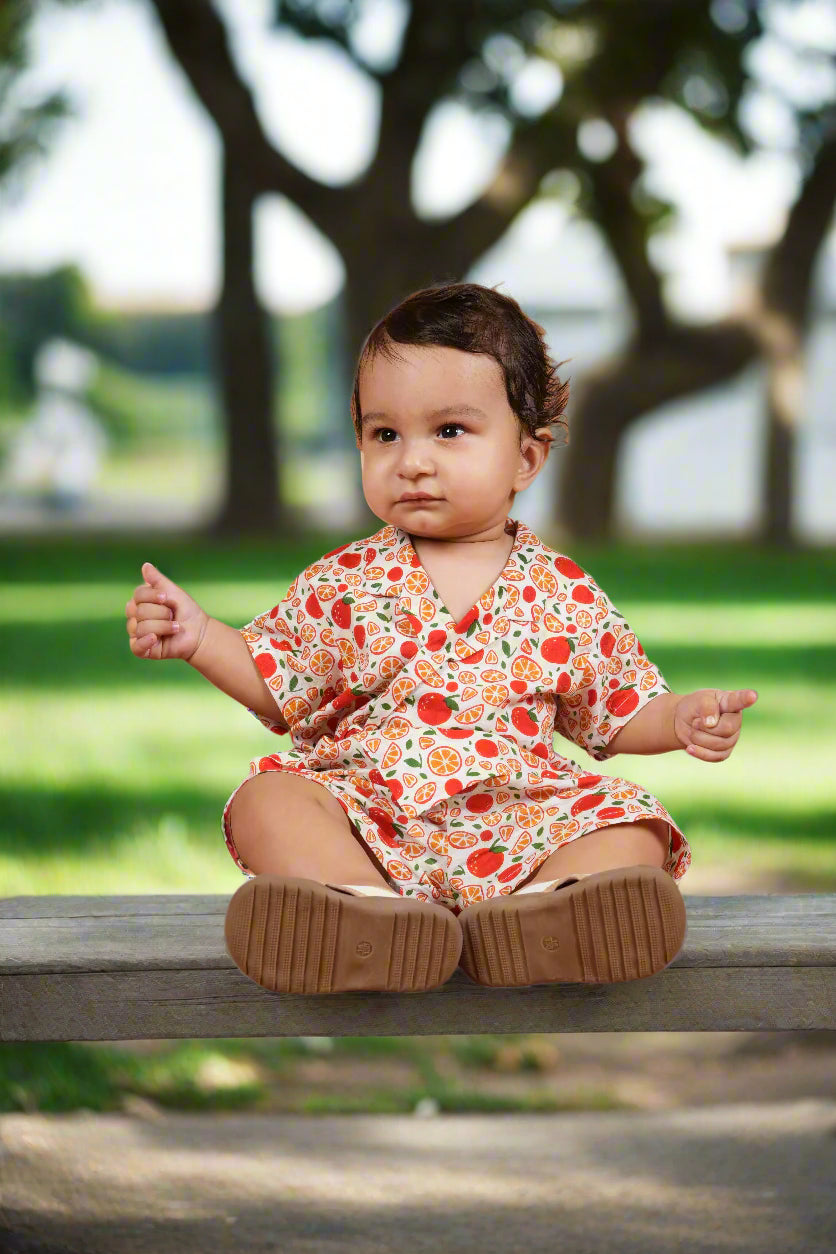 Citrus Carnival Unisex Angrakha Shorts Set