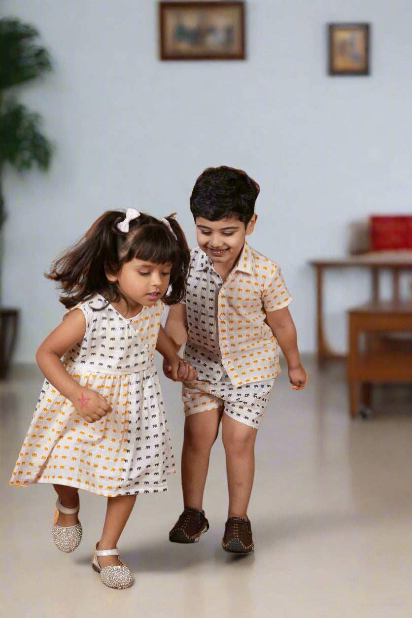 Sun & Storm Twinning Set| Co-ord Set for Boys & Frock for Girls