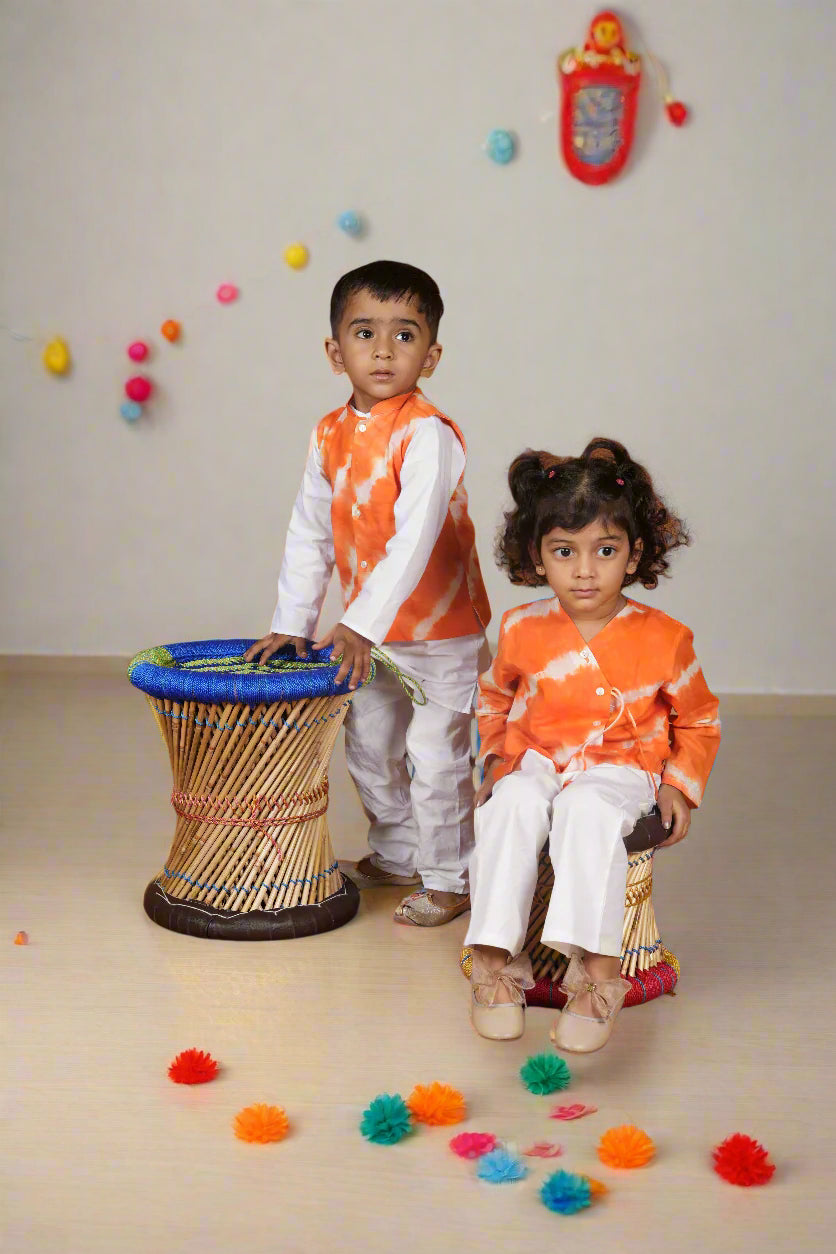 Tangy Bond Twinning Set| Jacket Set for Boys & Angrakha Set for Girls