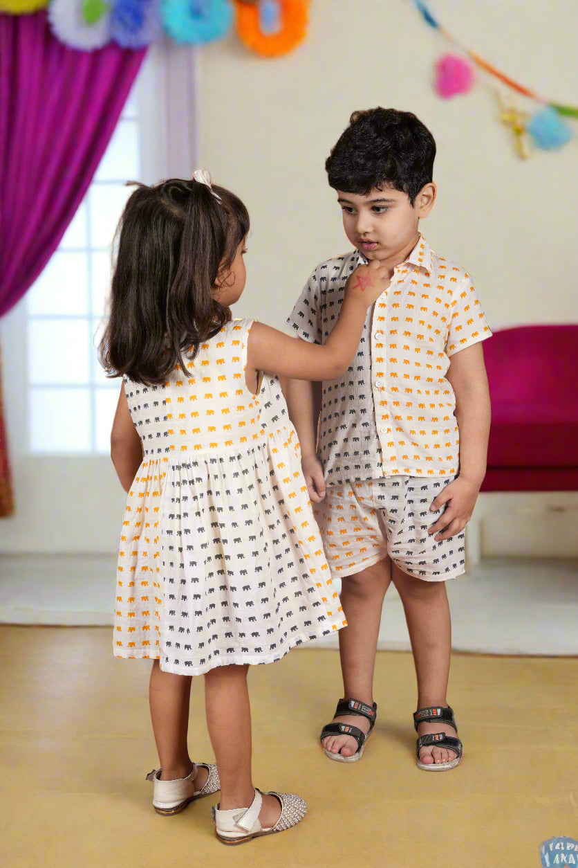 Sun & Storm Twinning Set| Co-ord Set for Boys & Frock for Girls