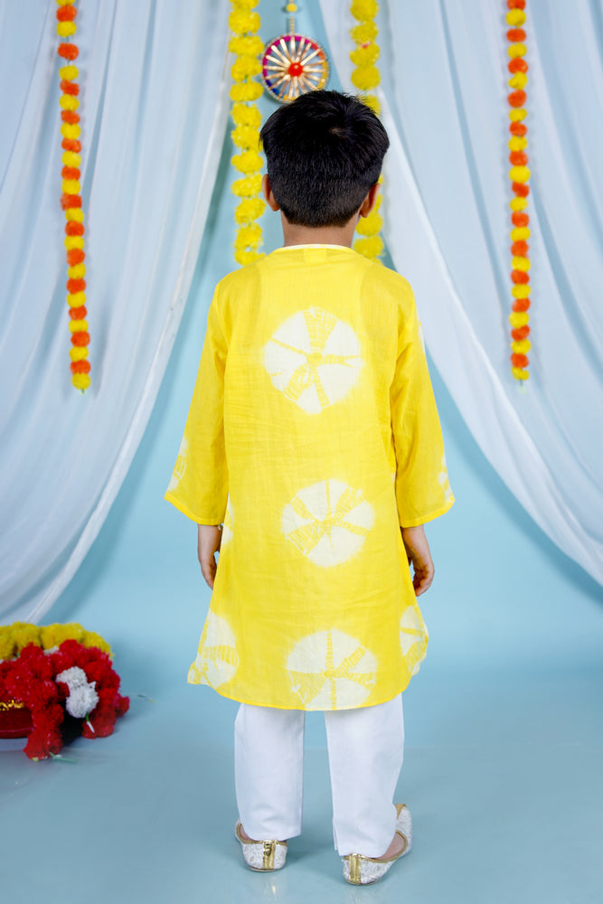 Cuddly Cubs Sunshine Shibori Pin Tuck Kurta Set