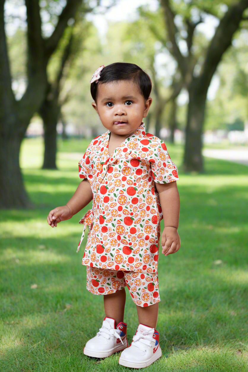 Citrus Carnival Unisex Angrakha Shorts Set