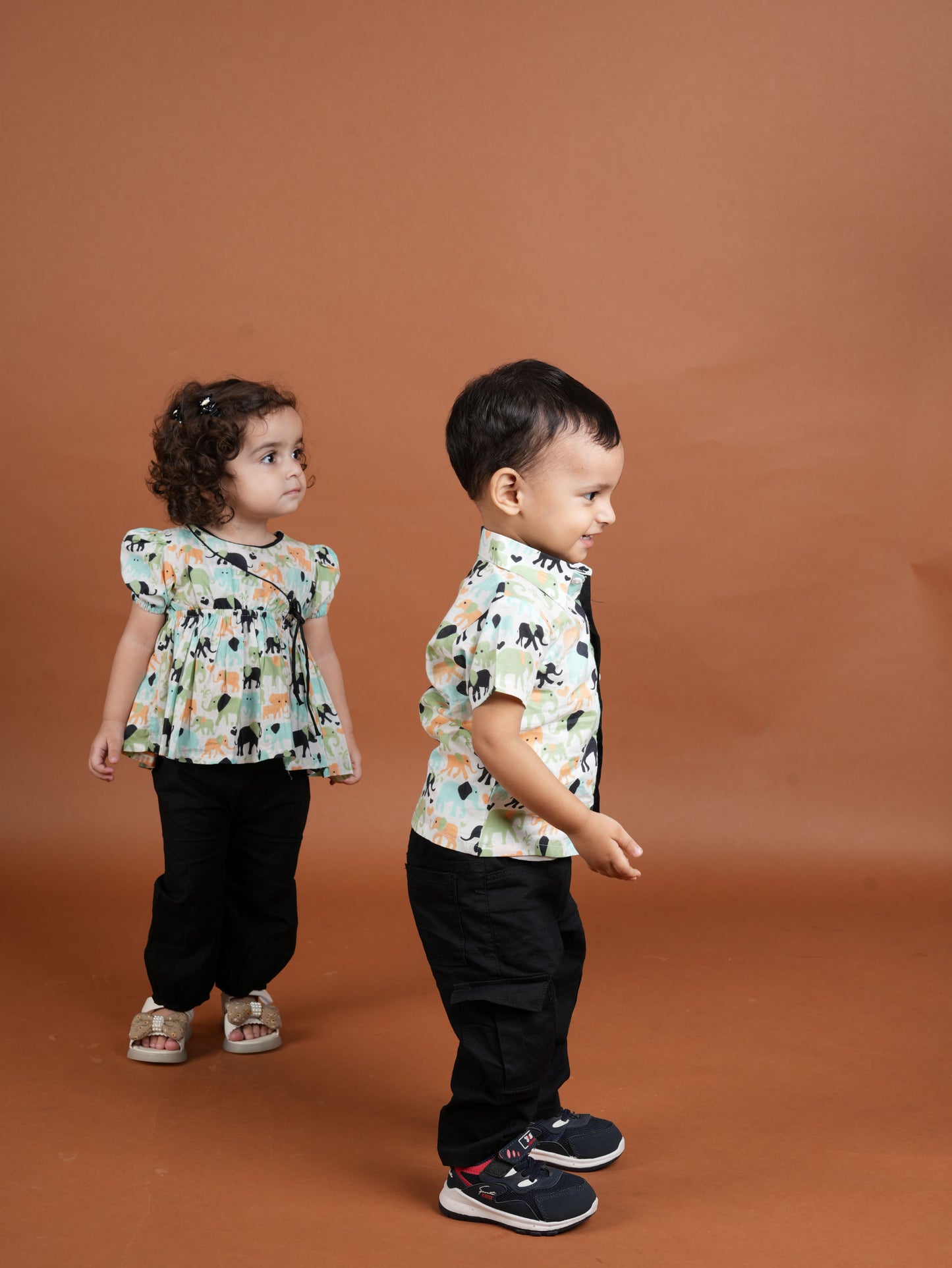 Ele-FRIENDS Forever Twinning Set| Shirt for Boys & Angrakha Set for Girls