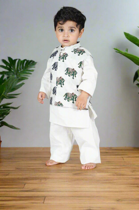 Grey-Green Color block Elephant Jacket