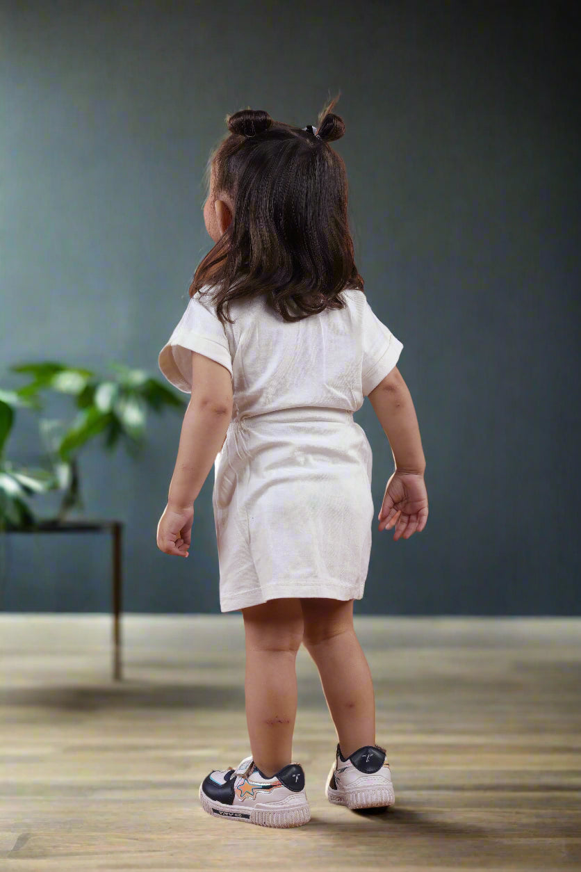 Supima Cotton White Side Gathered Dress