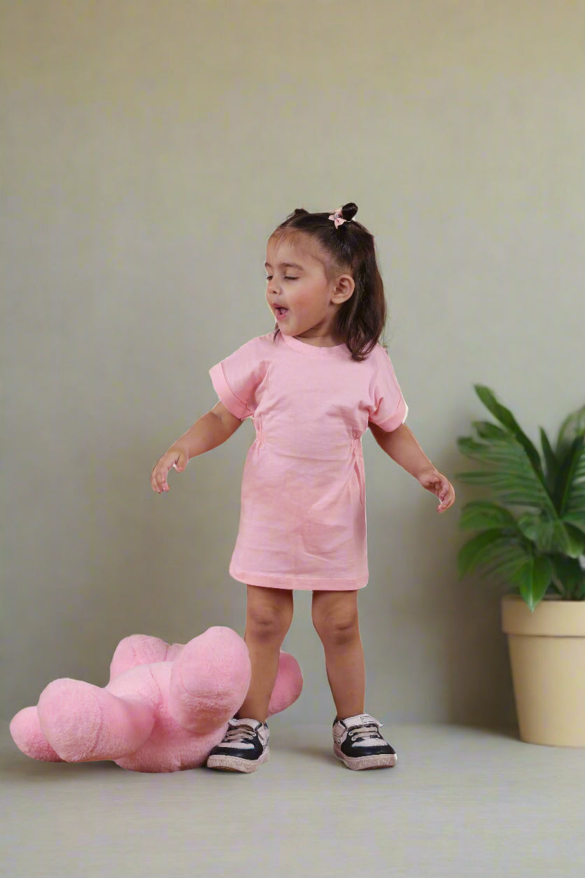 Supima Cotton Blush Side Gathered Dress