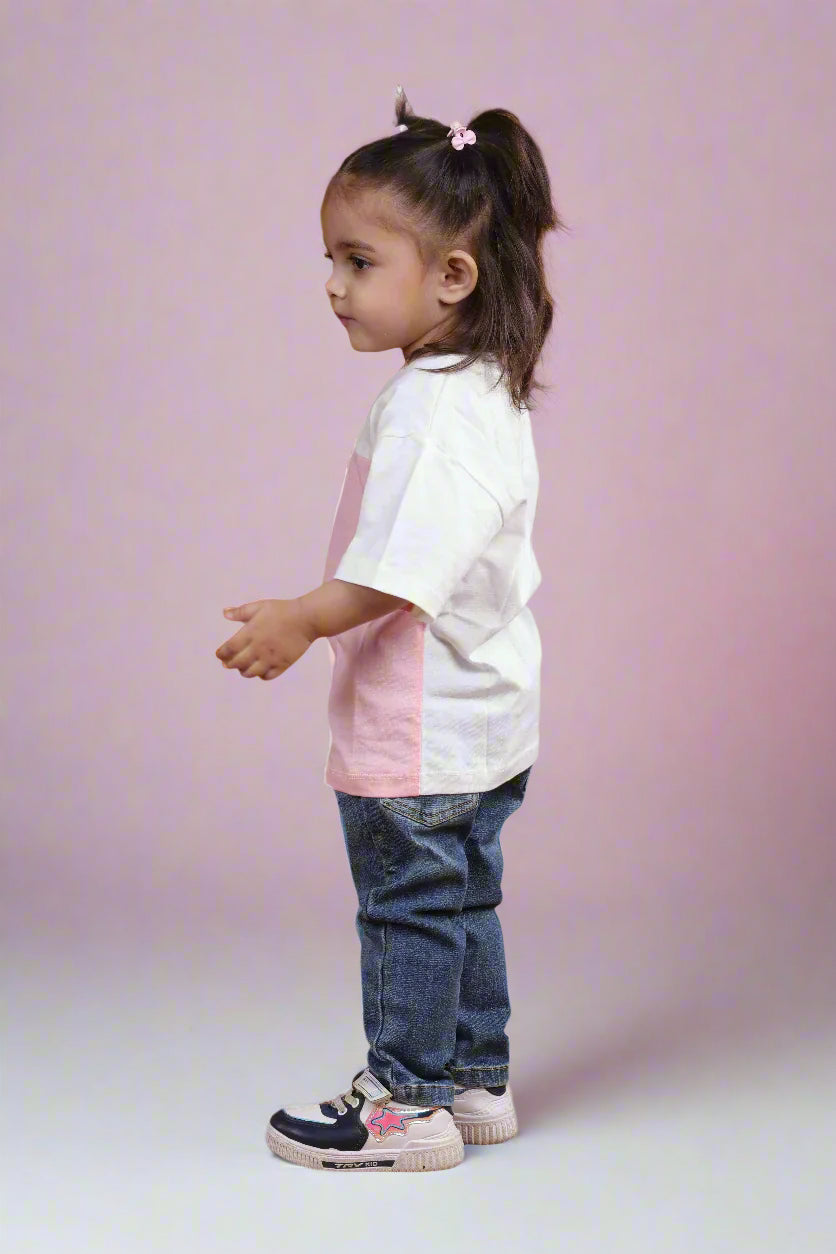 Colorblock Tee White & Blush- Supima Cotton T-shirt