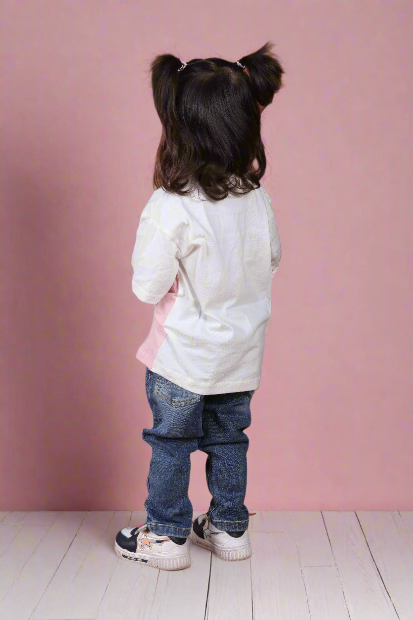 Colorblock Tee White & Blush- Supima Cotton T-shirt
