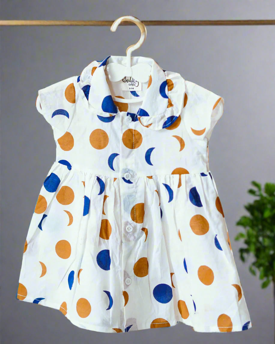 Moonlit Dots Cotton Casual Frock