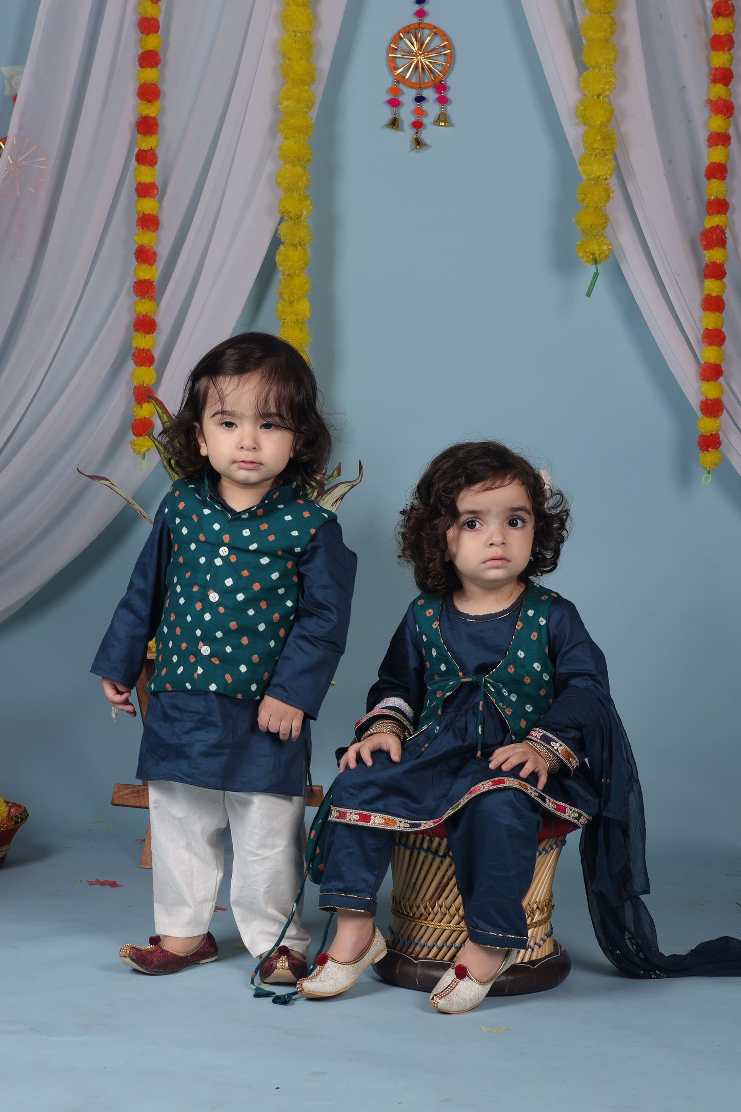 Evergreen Bond Twinning Set| Jacket Set for Boys & Suit with Short Jacket for Girls