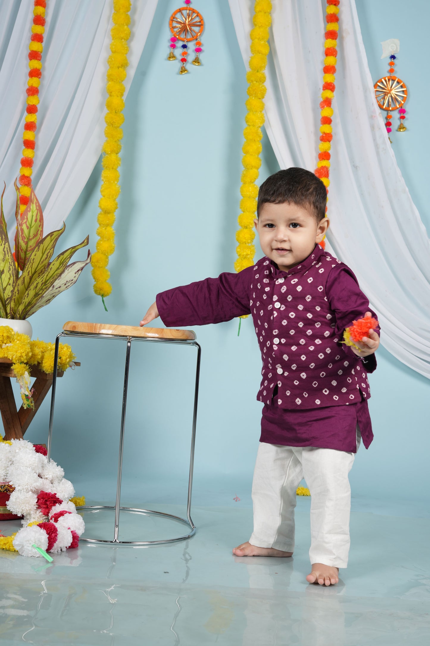 Plum Royale Jacket Set (With Kurta Pyjama)