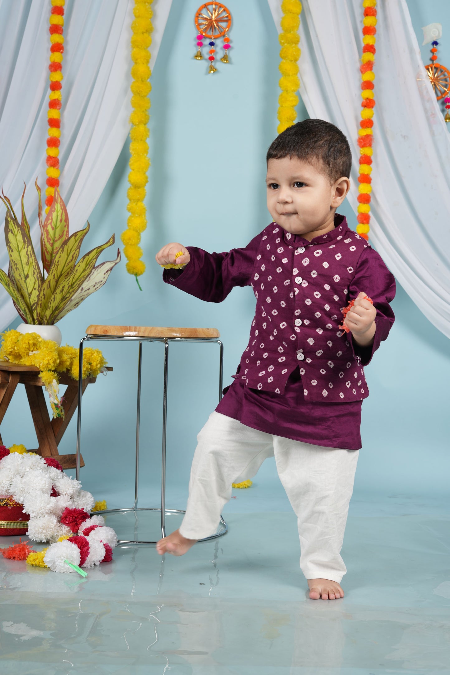Plum Royale Jacket Set (With Kurta Pyjama)