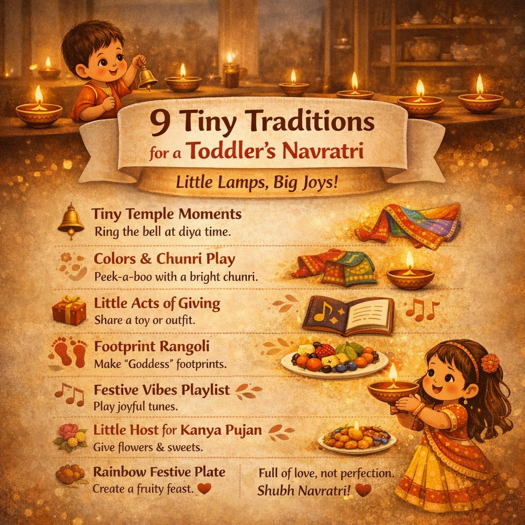 🌼 9 Tiny Traditions: Little Lamps, Big Joys for a Toddler’s Navratri