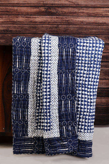 Mystic Blue Handcrafted Reversible Quilt
