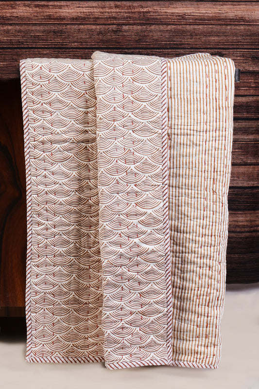 Earthy Arches Cotton Reversible Quilt