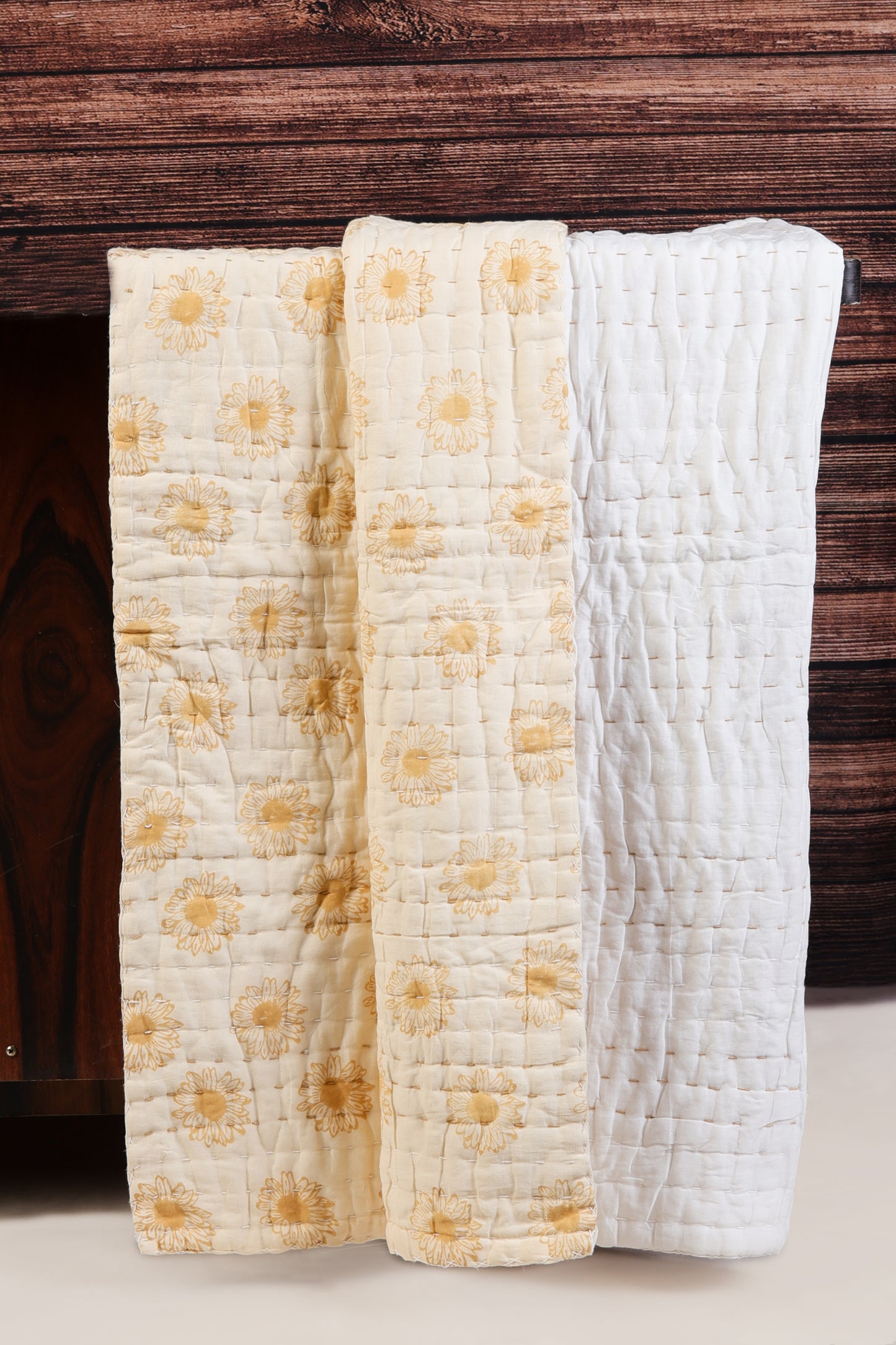 Golden Petals Cotton Quilt
