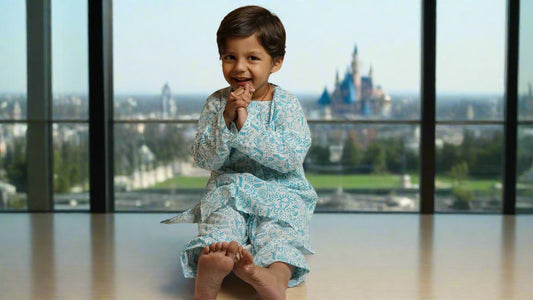Aqua Dream Kurta cum Co-ord Set: Boy Cub Posing