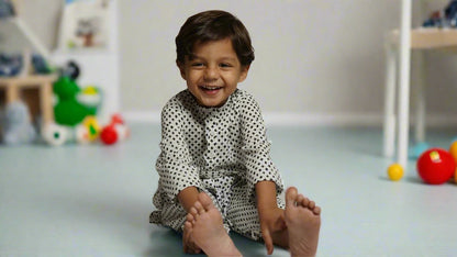 Black Diamond Kurta cum Co-ord Set : Boy cub Lounging