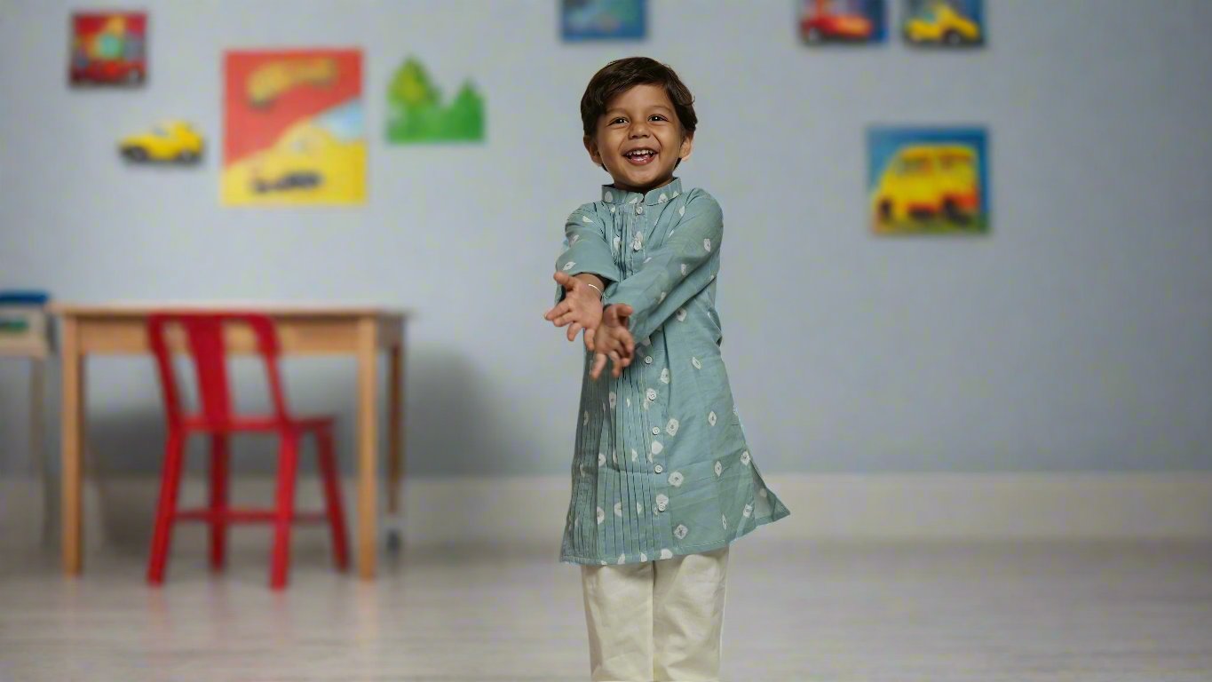 Cloudy Grey Pleats Kurta Set