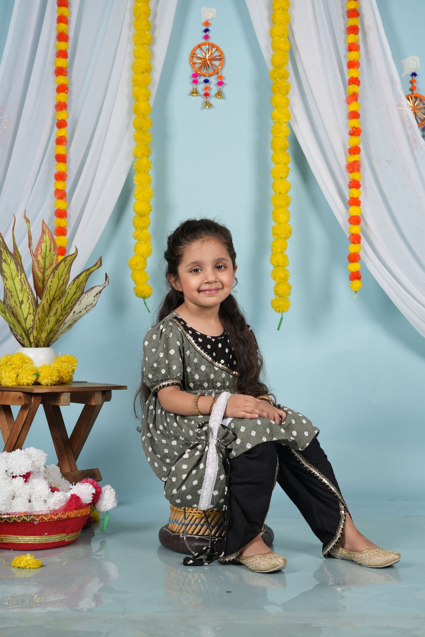 Charcoal Angrakha Dhoti Set