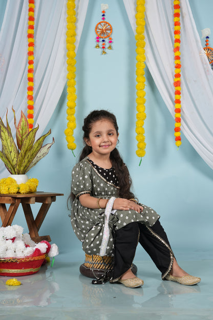 Charcoal Angrakha Dhoti Set