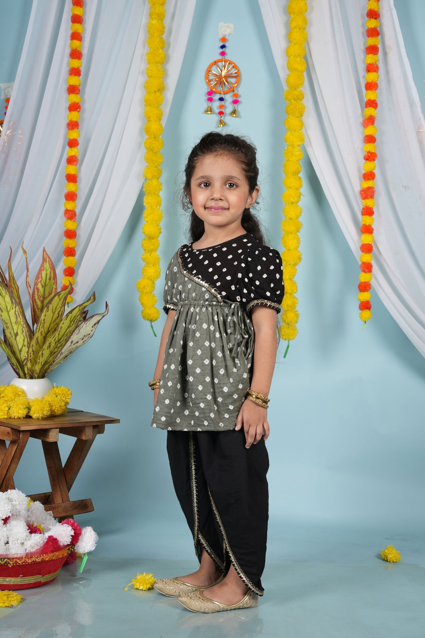 Charcoal Angrakha Dhoti Set