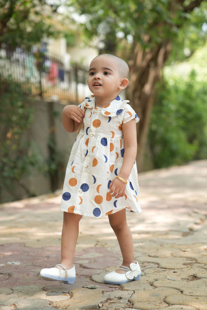 Moonlit Dots Cotton Casual Frock