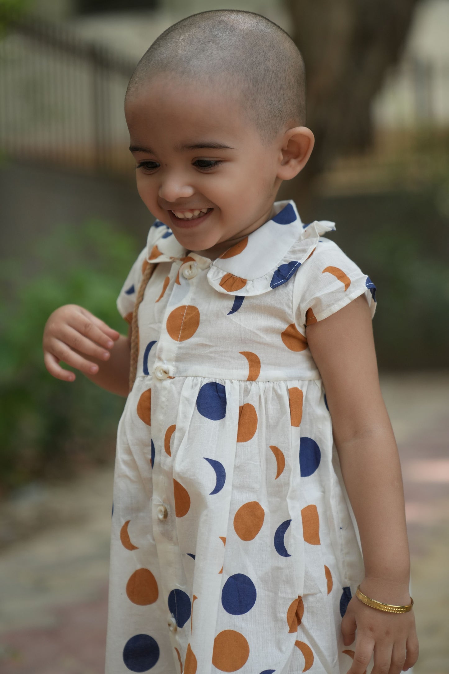 Moonlit Dots Cotton Casual Frock