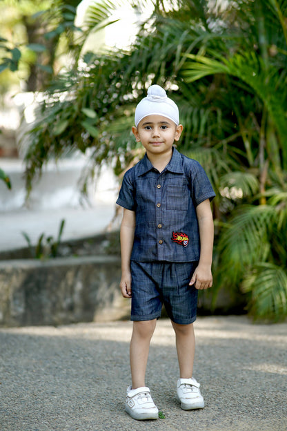 Cuddly Cubs Midnight Maverick Cotton Denim Shirt Short Set