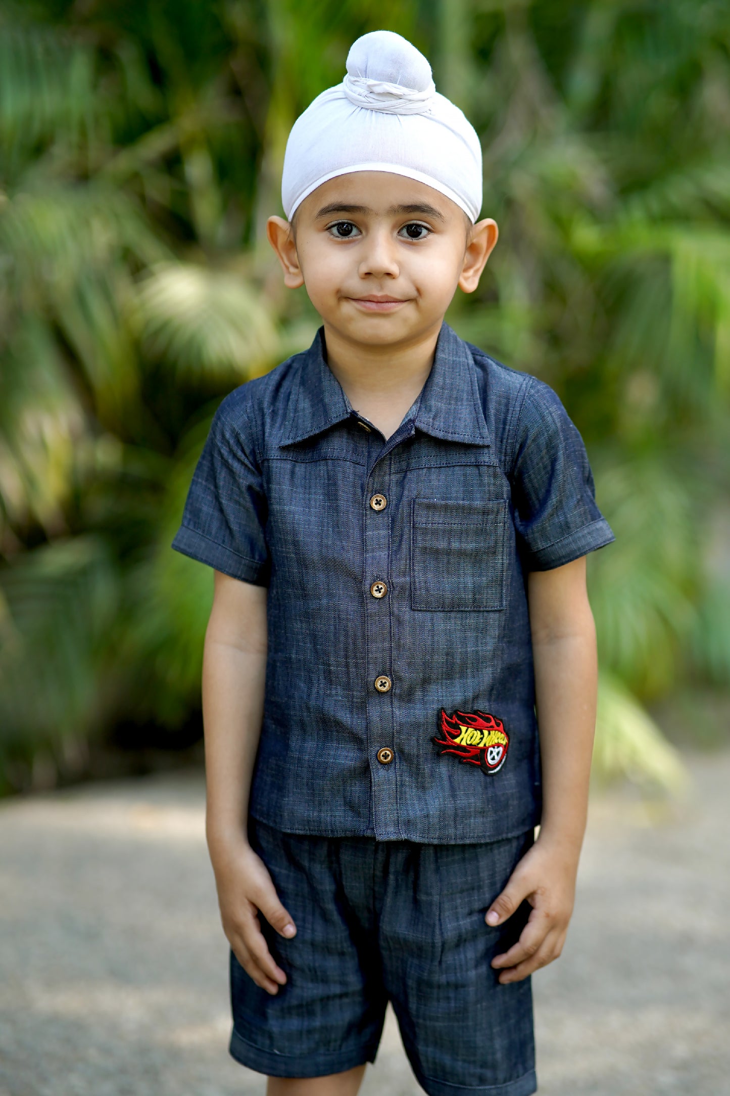 Cuddly Cubs Midnight Maverick Cotton Denim Shirt Short Set