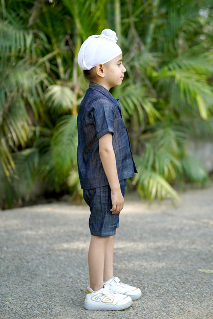 Cuddly Cubs Midnight Maverick Cotton Denim Shirt Short Set