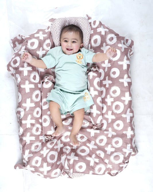 Cocoa Crisscross Comfort Cotton Gaddi Set