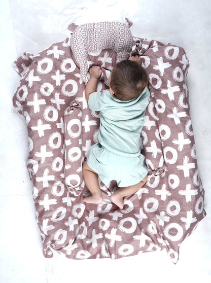 Cocoa Crisscross Comfort Cotton Gaddi Set