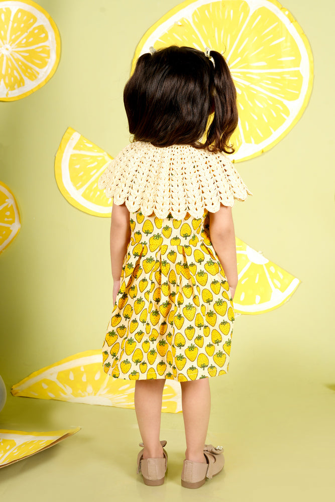 Cuddly Cubs Sunberry Dress with Handcrafted Crochet Poncho