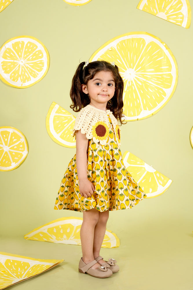 Cuddly Cubs Sunberry Dress with Handcrafted Crochet Poncho