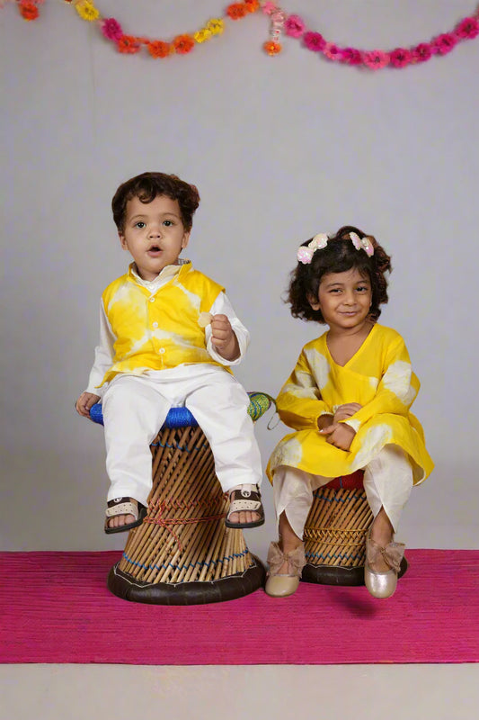 Sunshine Bond Twinning Set| Jacket Set for Boys & Angrakha Set for Girls
