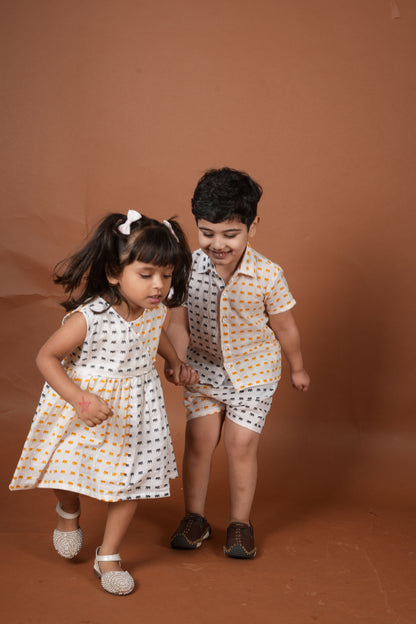 Sun & Storm Twinning Set| Co-ord Set for Boys & Frock for Girls