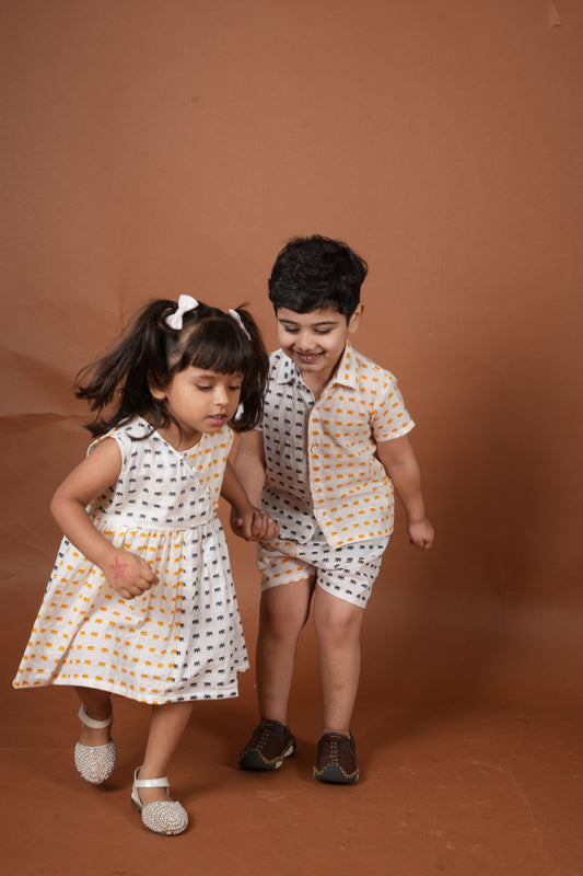 Sun & Storm Twinning Set| Co-ord Set for Boys & Frock for Girls