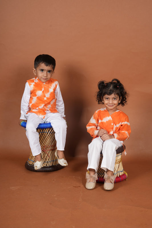 Tangy Bond Twinning Set| Jacket Set for Boys & Angrakha Set for Girls
