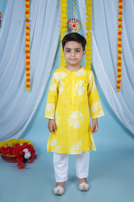 Cuddly Cubs Sunshine Shibori Pin Tuck Kurta Set