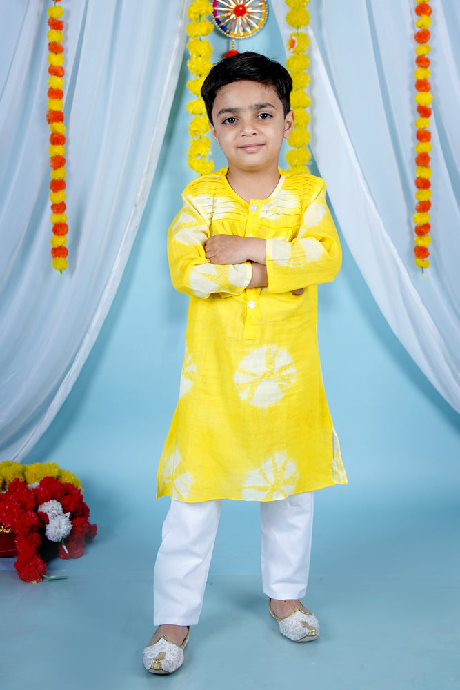 Cuddly Cubs Sunshine Shibori Pin Tuck Kurta Set