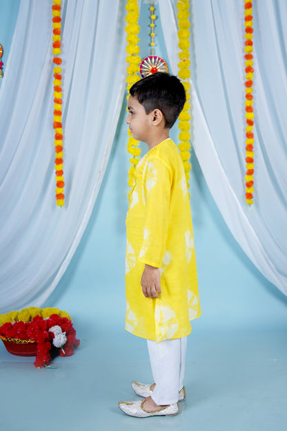 Cuddly Cubs Sunshine Shibori Pin Tuck Kurta Set