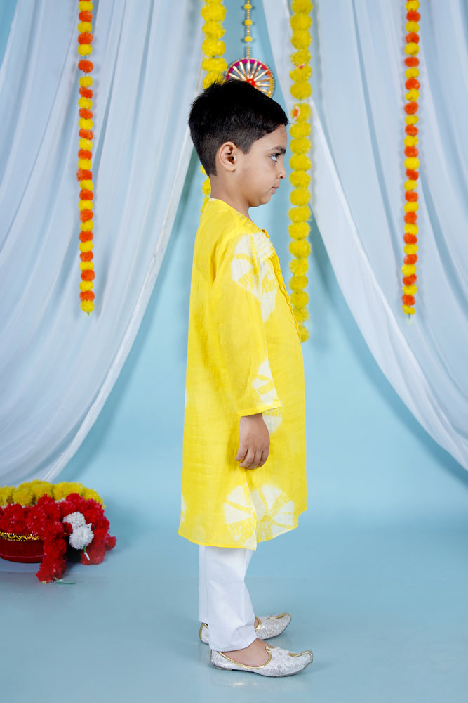 Cuddly Cubs Sunshine Shibori Pin Tuck Kurta Set