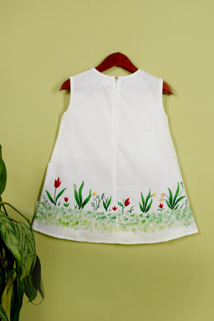 Cuddly Cubs Mushroom Meadow Hand Painted A Line Dress