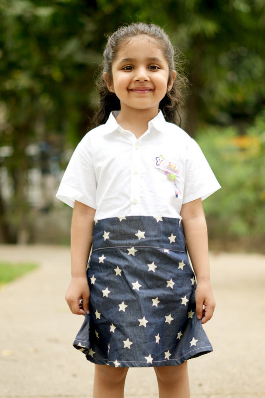 Cuddly Cubs Star-Brite Cotton Denim Skater Polo Dress