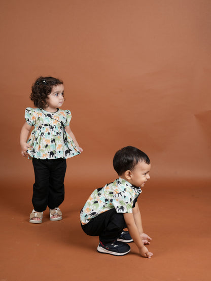 Ele-FRIENDS Forever Twinning Set| Shirt for Boys & Angrakha Set for Girls