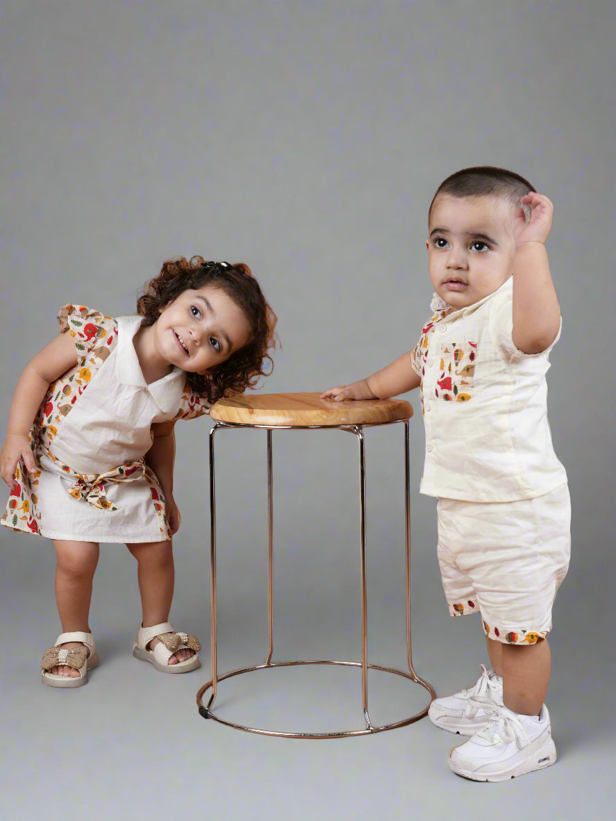 Tusk & Giggles Twinning Set| Co-ord Set for Boys & Frock for Girls