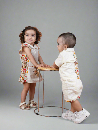Tusk & Giggles Twinning Set| Co-ord Set for Boys & Frock for Girls