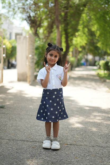 Cuddly Cubs Star-Brite Cotton Denim Polo Patch Dress
